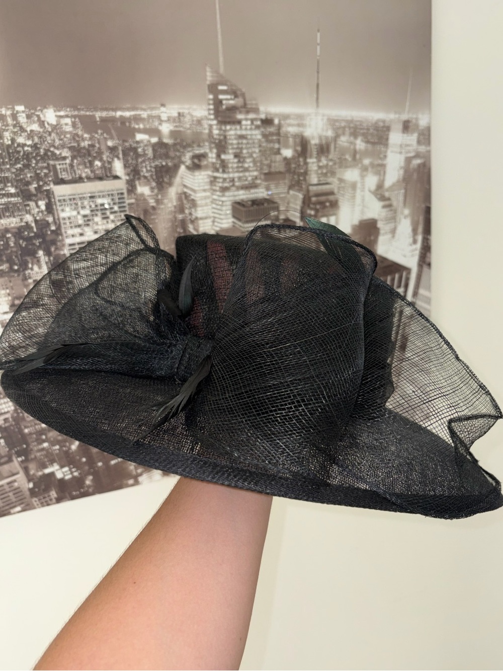 Kate Landry Black Mesh Occasion Fascinator Hat